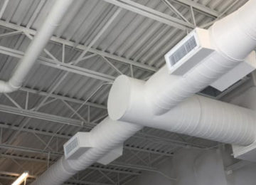 Installation spiral exposed ductwork